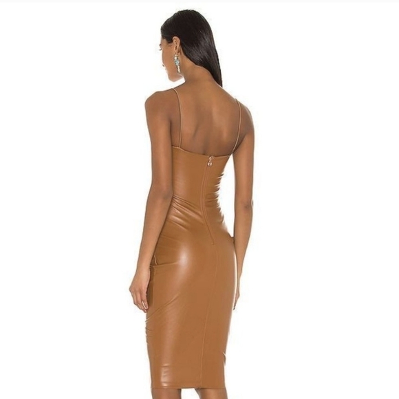 NWT Nookie x Posse Faux Leather Brown Midi Dress Size Small - Picture 10 of 12